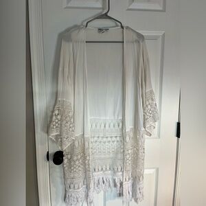 New York & Company Cream Lace Duster Cardigan - Size S/M